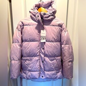 NWT - Zara Lavender Puffer Jacket